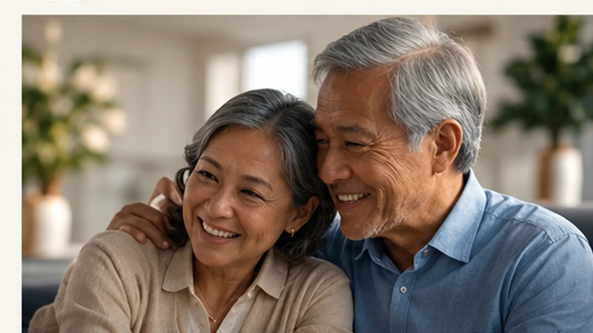 Illustrative older couple smiling together