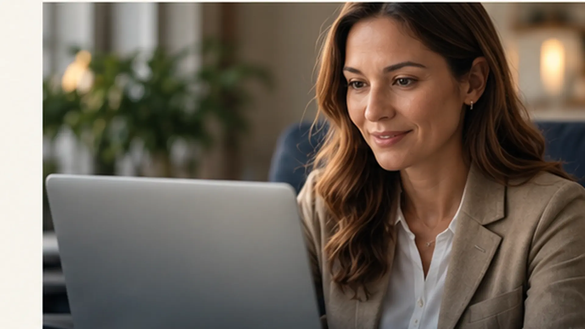 Illustrative professional woman at a laptop