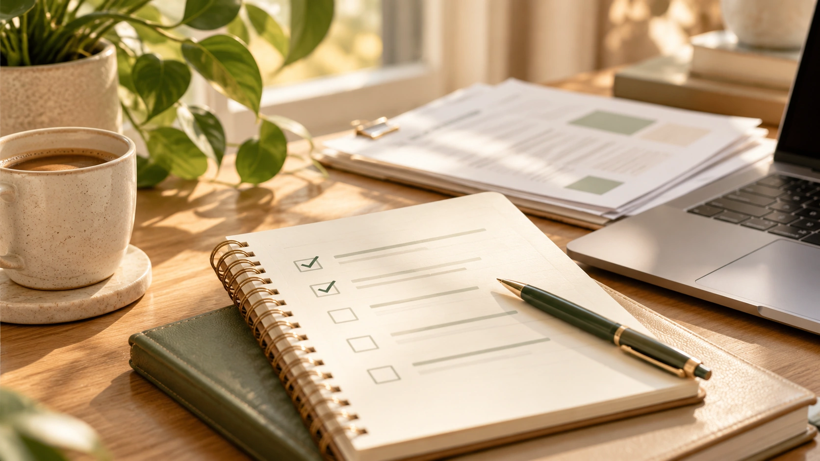 Illustrative consultation preparation checklist on a desk